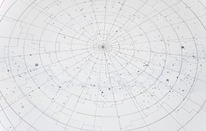 Detail of starmap made with graphite and acrylic paint on paper (part of a series). Photo. 